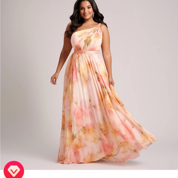 Floral One-Shoulder Maxi Dress - Picture 1 of 4